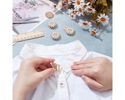4 Stuks Strass Knopen met Faux Parels voor Blouses en Shirts - DIY Decoratie in Goud, 2.8 cm