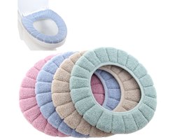 4 stuks - Toiletbrilhoes - Wasbare pluchen toiletbrilhoes - blauw, beige, groen en roze - 30 x 30 cm