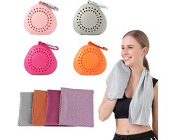 4 Stuks - Towelling Sporthanddoek - 60x30cm - Cooling Towel - Ice Towel - Cool Down Towel - Fitness Handdoek - Verkoelende Handdoeken - Absorberend- Sneldrogend - Nek Handdoek - Voor fitness, yoga, wandelen en kamperen - Roze, Oranje, Rozerood, Grijs