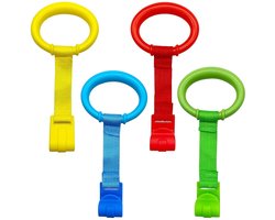 4 stuks - Trekring voor box - Handgreep voor ledikant - Trekring voor baby's - Staande ring voor ledikant - Ophangring voor ledikant - Veilig en stevig - Geschikt voor baby's en peuters