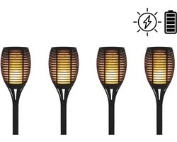 4 Stuks - Tuinverlichting - Fakkel - Zonne-Energie - Vlam-Effect - Padverlichting -  Tuinlantaarns