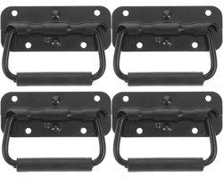 4 stuks - Veerbelaste handgreep - Zware dooshandgreep - Metalen hefhandgreep - robuuste handgreep - met schroeven -voor zware bootkasten trekgreep - voor gereedschapskist , koffer , kisten , kratten , opbergdozen - zwart - 110 mm