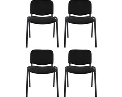 4 stuks Vergaderstoel - kantinestoel - Model ISO - Stof zwart - Frame zwart - Stapelbaar Isostoel iso stoel