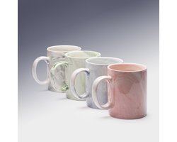 4 stuks verschillende kleuren multi color mok 350ml buitenzijde marmer effect Merk Stamina model Norval