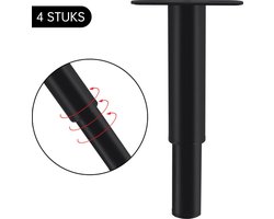 4 stuks verstelbare Metalen Meubelpoot - Set van 4 - Zwart- Verstelbare hoogte (8-13 cm)