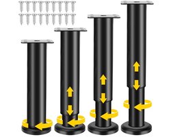 4 stuks verstelbare meubelpoten, 18-30 cm, metalen verstelbare poten voor meubels met schroeven voor banken, bedden, meubels, nachtkastjes en kasten