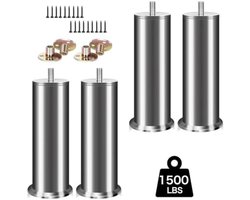 4 stuks verstelbare meubelpoten van roestvrij staal - 25 cm - Hoogte verstelbaar van 3 cm tot 41 cm - Inclusief montagemateriaal - Geschikt voor banken, tafels en kasten