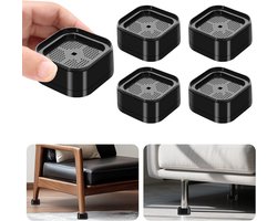 4 Stuks Verstelbare Meubelverhogers – Stapelbare Bedverhogers 3.5cm/6cm/8cm/10.5cm – Zware Bed- en Bankverhogers, Verstelbare Meubelpoot Verhoger voor Bed, Tafel, Stoel, Bank – Antislip en Schokdempend, Zwart