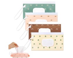 4 Stuks Vochtige Tissuehouder - Vochtig Toiletpapier Houder - Vochtige Doekjes Opbergdoos - Tissue Box - Billendoekjes Box - Natte Doekjes Houder - Ophangbaar - Geschikt Voor Gebruik Buitenshuis