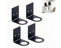 4 Stuks Wandgemonteerde zeepdispenser - Zeepdispenser wandmontage - Handpomphouder - Wandgemonteerde shampoofleshouder - Muurbeugel - Zwart