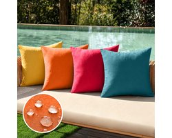 4 stuks waterdichte buitenkussenhoezen van imitatie polyester en linnen, decoratieve sierkussenslopen voor tuin, balkon, woonkamer, huis,Combinatie 1,30*50cm