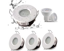 4 stuks waterdichte inbouw-LED-spot,IP65,GU10-fitting, geschikt voor badkamer- en keukenverlichting (lamp niet inbegrepen), wit, 75 mm uitsparing.