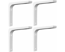 4 stuks zware plankbeugels, hoekbeugel hoekbeugel plank L-vorm wandmontage ondersteuning met schroeven koudgewalst staal voor boekenplanken woonkamer slaapkamer (wit - 20 cm x 15 cm)