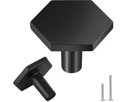4 stuks zwarte deurknoppen messing kastknoppen lade trekt | zeshoekige deurgrepen voor keuken kast dressoir garderobe, 35 x 26 mm