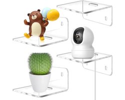 4 Stuks Zwevende Boekenplank - Kleine Wandplank - Zwevende Planken - Onzichtbare Wandplank Voor Boeken - Boeken Organizer Met Montagematerialen - Geschikt Voor Pop-Figuren, Planten En Foto's - Transparant