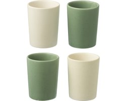 4 Tassen Keramiek Groen/Wit