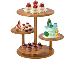 4 Tier Cupcake Stand voor 50 Cupcakes - Houten Taartstandaard - Serveerplateau - Houten Coaster voor Thuisdecoraties - Stand voor Taart - Donuts - Fruit - Etagere en Pretzelstand voor Kerstmis