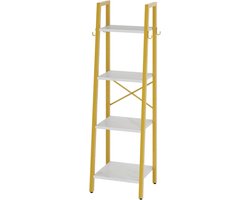 4 Tier Ladder Boekenplank 125 cm Hoogte Industrieel Wit HBC024W