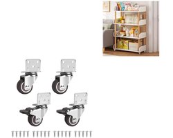 4 transportwielen meubelwielen - geen Vloermarkeringen Trolley Wielen voor Meubels - Rubberen Zware Wielen - Zilver Meubelwielen