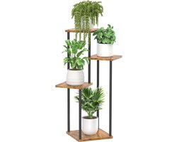 4-traps plantenstandaard, hoek binnen, 85 cm grote meerlaagse metalen bloempotten, rek voor meerdere planten, plantenhouder, bloemenbank, bloementrap voor tuin, patio, kantoor, woonkamer,