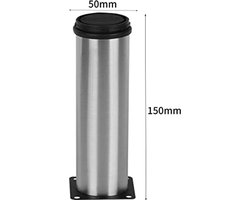 4 verstelbare RVS meubelpoten met montageschroeven, voor kledingkast, salontafel, bed, keuken of bank, 50 x 120 mm