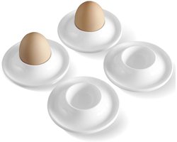 4 Witte Ronde Eierhouders - Diameter 9.4cm, Hoogte 1.8cm, Onbreekbare Eierbekers, Voedselveilig, Keuken & Kampeer Servies