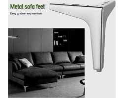 4 x driehoekige meubelpoten van metaal, moderne metalen poten voor banken of als vervanging voor stoelen en kasten (zilver, 17 cm)