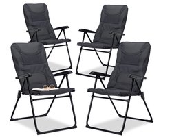 4 x gepolsterde campingstoel - tuinstoel comfortabel - picknick - grijs