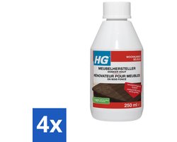 4 x HG Meubelhersteller Donker Hout 250 ml - Meubelhersteller - Houtverf - Meubels Schoonmaken - Krassen Verwijderen - Vlekken Verwijderen