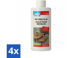 4 x HG - Meubelolie eiken - Voor Gelakt & Ongelakt Hout - Voedt, Beschermt & Verfraait - 125 ml - Meubel Olie - Eiken Meubels - Hout Onderhoud - Meubels Verfraaien - Hout Beschermen