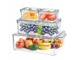 4 x Koelkast-vershouddozen - Doorzichtig - voor koelkasten, vriezers, kasten en kledingkasten