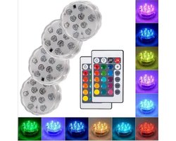 4 x LED decoratie unit 7 cm Multicolor led in zwembad - vaas of onder statafel - lampje onder water verlichting