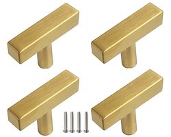4 X MSQDESIGN - Kastknop RVS Goud T - Kastknoppen Goud - Deurknopjes Goud voor kast - T - Deurknop Goud - Deurknopjes Goud - Handgreep Goud - Meubelknop Goud - Meubelknoppen Goud - Deurknoppen Goud - Ladeknoppen voor deurtjes