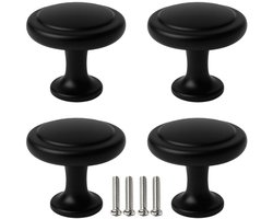 4 X MSQDESIGN Kastknoppen zwart (Metaal) - Meubelknop zwart - Deurknopjes zwart voor kast - zwarte Deurknop - Deurknopjes zwart - Handgreep - Moderne Meubelknoppen zwart - kastknop zwart - Ladeknoppen voor deurtjes