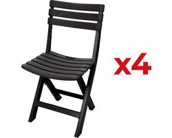 4 x Opklapbare Tuinstoel Komodo antraciet 44x41x78 cm - set van 4 stoelen