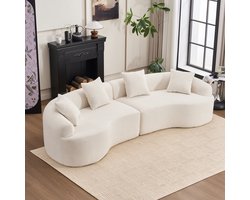 4-Zits Bank, Gebogen 4-zitsbank – Moderne Modulaire Bank van Chenille in een doos, Comfortabel en Ruimtebesparend voor Woonkamer en Appartement, Geen Montage Nnodig-Beige