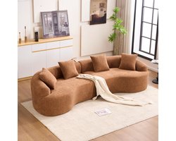 4-Zits Bank, Gebogen 4-zitsbank – Moderne Modulaire Bank van Chenille in een doos, Comfortabel en Ruimtebesparend voor Woonkamer en Appartement, Geen Montage Nnodig-Karamel