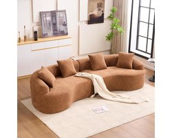 4-Zits bank, Modulaire, Gebogen Bank, Samendrukbare Bank, Gebogen Chenillebank, Modern in een Doos, 4-zits, Comfortabel en Stijlvol voor Woonkamer en Appartement, Geen Installatie Nodig-Karamel