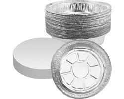 40 Stuks 8 Inch Aluminium Folie Schalen met Papieren Deksel, Ronde Bakvormen voor Taart, Koken en Roosteren, Ideaal voor Feestjes en Barbecues