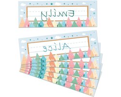 40 Stuks Boho Bergen Naamlabels voor Klaslokalen, Desk Nametags en Opbergkasten voor Studenten en Leraren