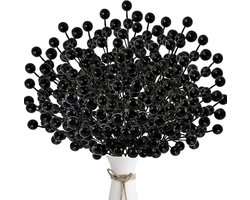 40 Stuks Kunstbessentakken met Zwarte Stelen voor Decoratie, Kerst, Halloween en Knutselwerk - 21 cm Hulstbessen voor Kransen en Thuisdecoratie