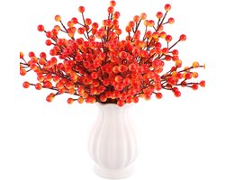 40 stuks kunstmatige bessenstengeltakken, herfst Halloween faux hulstbessen plectrums en sprays ornamenten voor Thanksgiving krans doe-het-zelf ambachtelijke decoraties vakantie woondecoratie