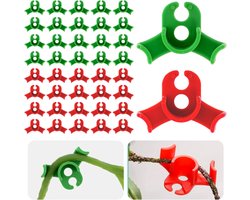 40 stuks Lst Clips voor Low Stress Training Plant Stem Ondersteuning Bender 90 Graden Hoek Clips (Cirkel Stijl Rood En Groen)