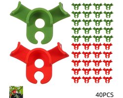 40 stuks - plantentrainingsclips - plastic plantenclips - LST-plantenstengeltrainer - voor tuinplanten en klimplanten - rood en groen - 3.5×2.5cm