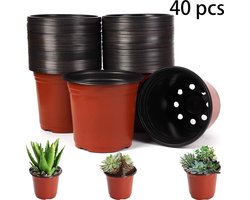 40 stuks - Tweekleurige plastic bloempot - PP zaaipot - Pot voor groene planten en vetplanten - Plastic zaaipot - 21 cm - Lichtbruin - Geschikt voor planten, kleine zaailingen, vetplanten en bloemen - Met drainagegaten