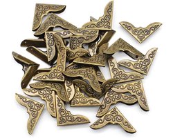 40 stuks Vintage Bronzen Boekhoekbeschermers, Metalen Beschermhoeken voor Map Boek Scrapbook Menu Album Bestand Decoratie 15X20mm
