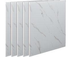 40 Stuks Witte Marmerlook Zelfklevende Tegels 30x30 cm - Waterdichte XPE Schuim Wandtegels voor Badkamer, Keuken & Woonkamer – Peel & Stick DIY