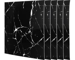 40 Stuks Zwarte Marmerlook Zelfklevende Tegels 30x30 cm - Waterdichte XPE Schuim Wandtegels voor Badkamer, Keuken & Woonkamer – Peel & Stick DIY