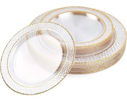 40 Transparante Plastic Borden met Gouden Rand - Voor Bruiloften en Feesten (2 Maten: 20x26 cm 20x19 cm) - Stevig en Herbruikbaar borden set