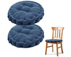 40 x 40 cm, set van 2, zitkussen voor binnen en buiten, dik vloerkussen, tuinzitkussen, kussen voor tuinstoelen, balkonstoel, zitkussen, stoel, eetkamerstoel, stoelkussen (donkerblauw)
